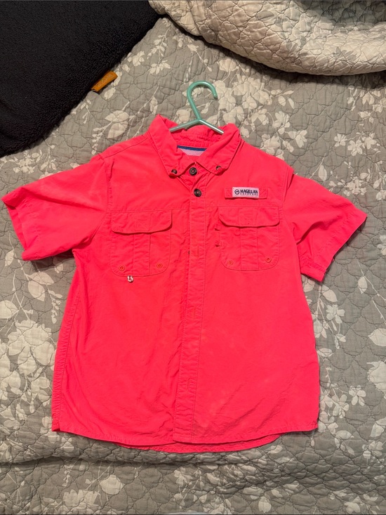 Magellan Outdoors Other - Magellan Outdoors Kids Short-Sleeve Button Down Shirt - Bright Coral